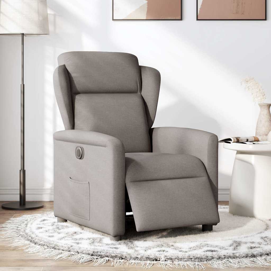 Fotoliu rabatabil electric, gri taupe, material textil GartenMobel Dekor