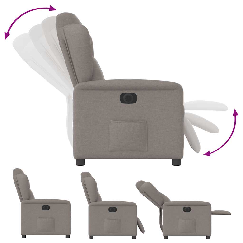 Fotoliu rabatabil electric, gri taupe, material textil GartenMobel Dekor