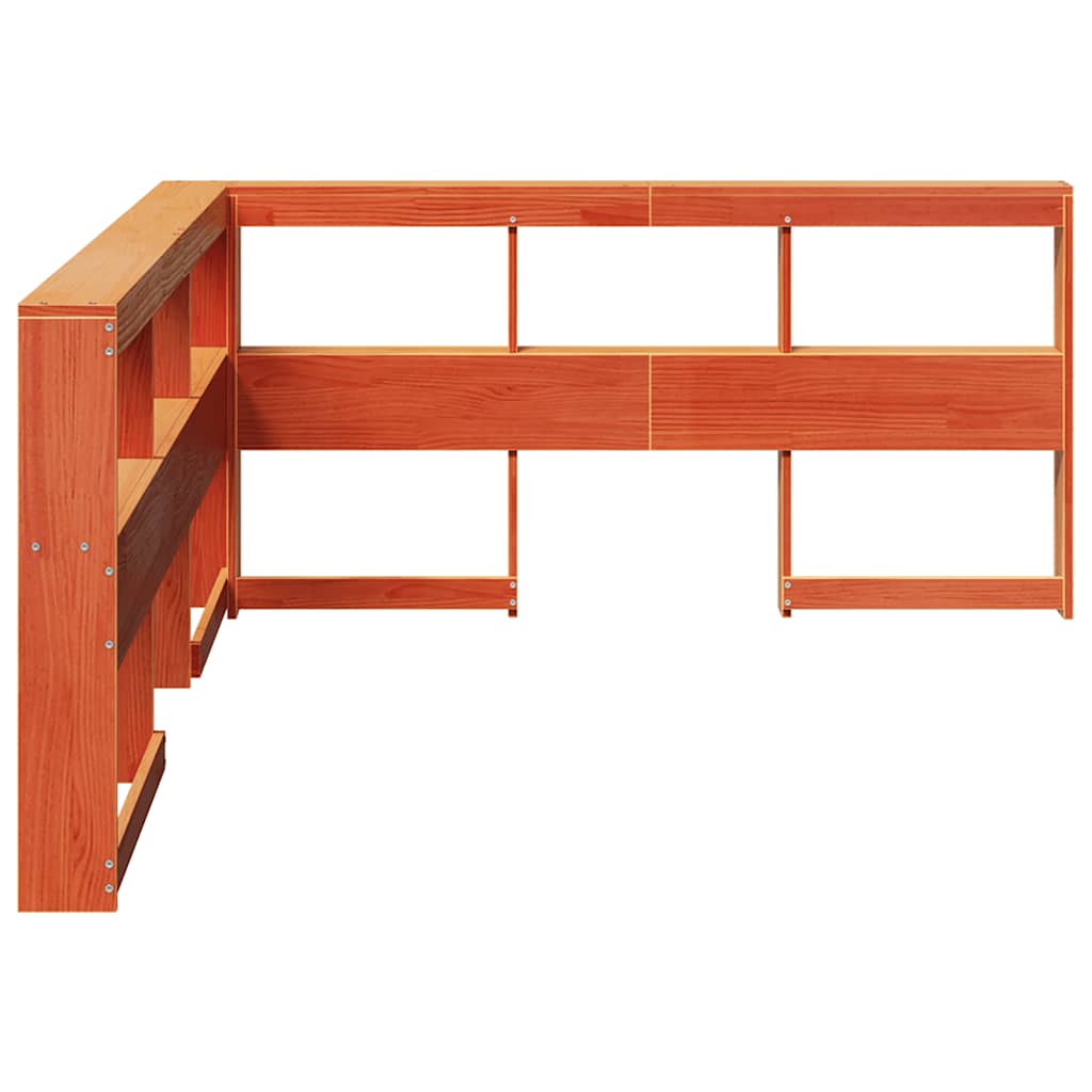 Bibliotecă tăblie în formă de L, ceară maro, lemn masiv de pin GartenMobel Dekor