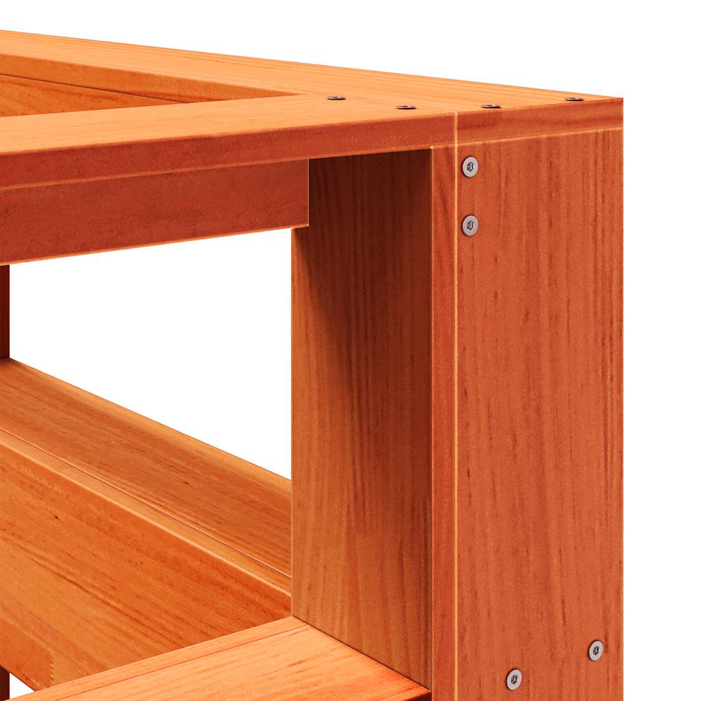 Bibliotecă tăblie în formă de L, ceară maro, lemn masiv de pin GartenMobel Dekor