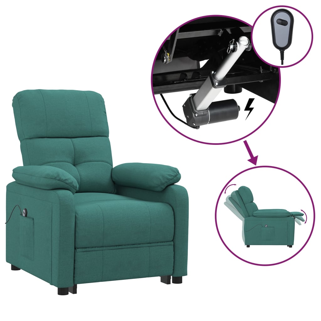 Fotoliu rabatabil electric, verde închis, material textil GartenMobel Dekor