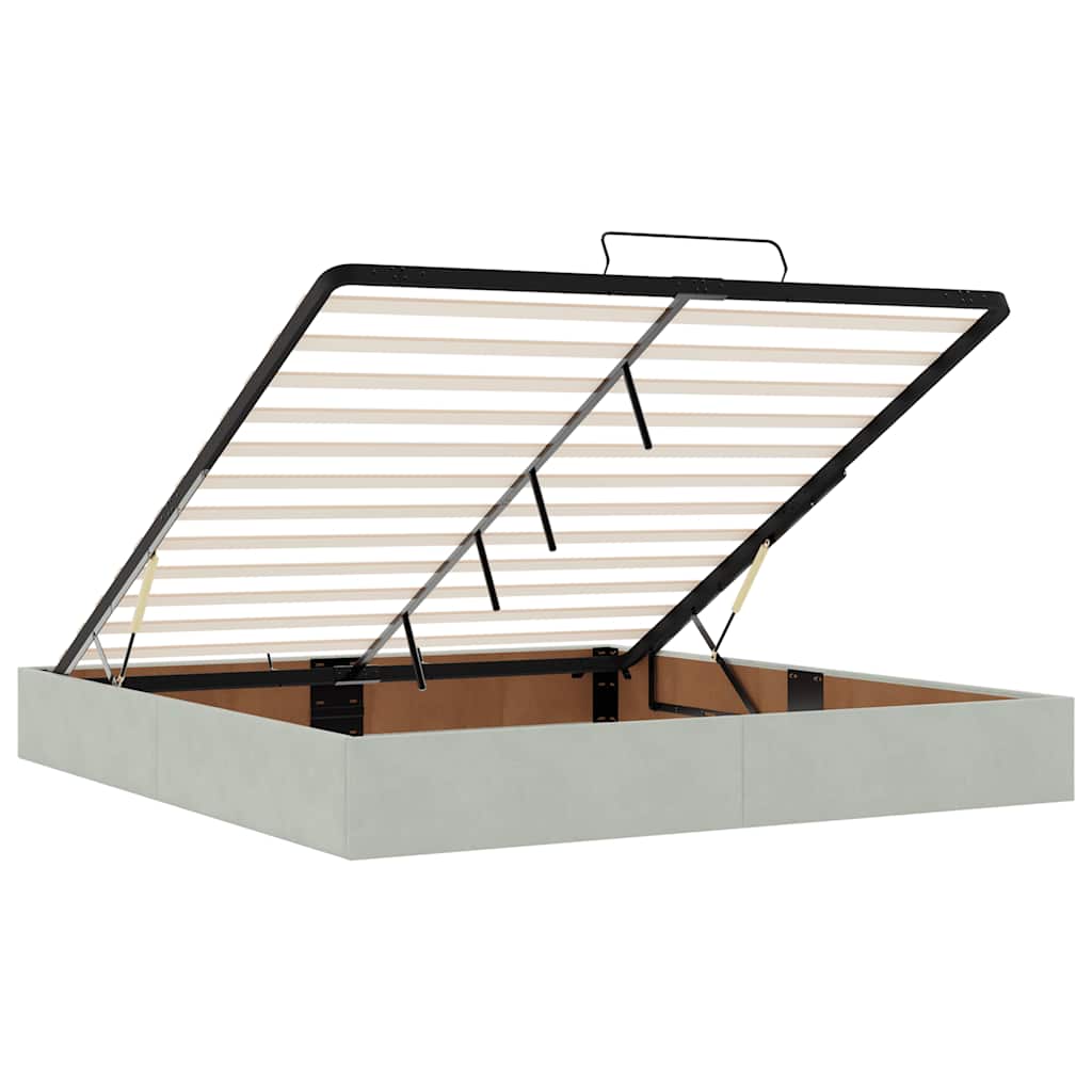 Cadru de pat otoman fără saltea Gri deschis 160x200 cm catifea GartenMobel Dekor