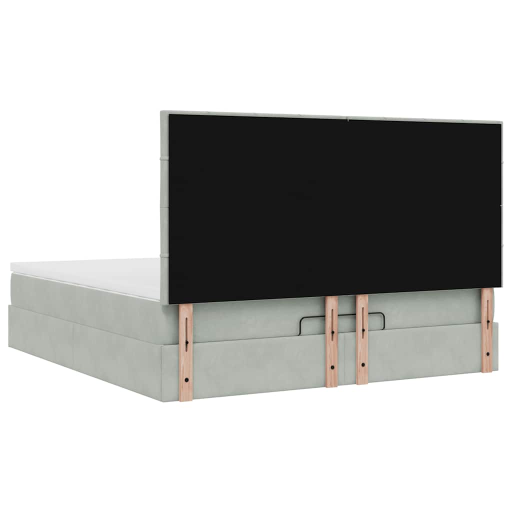 Cadru de pat otoman cu saltele Gri deschis 160x200cm catifea GartenMobel Dekor