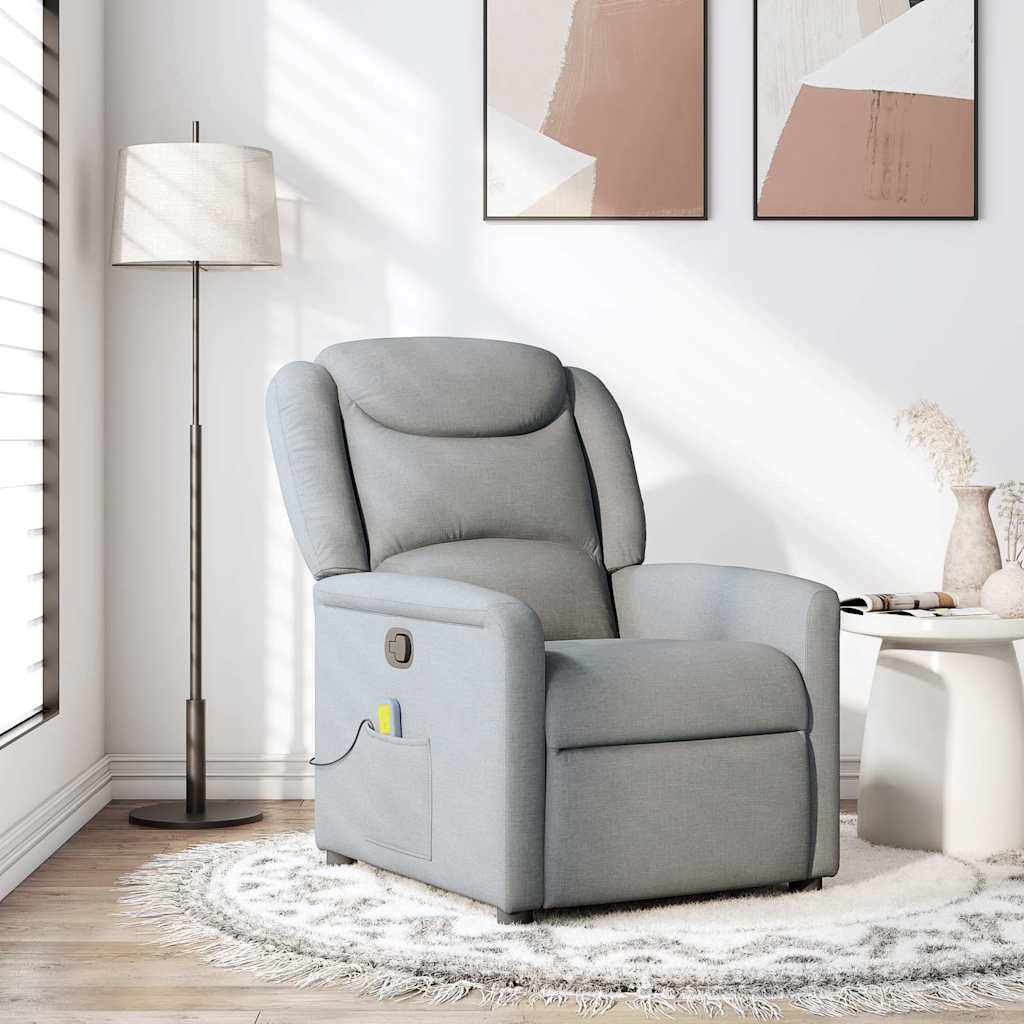 Fotoliu de masaj rabatabil, gri deschis, textil GartenMobel Dekor