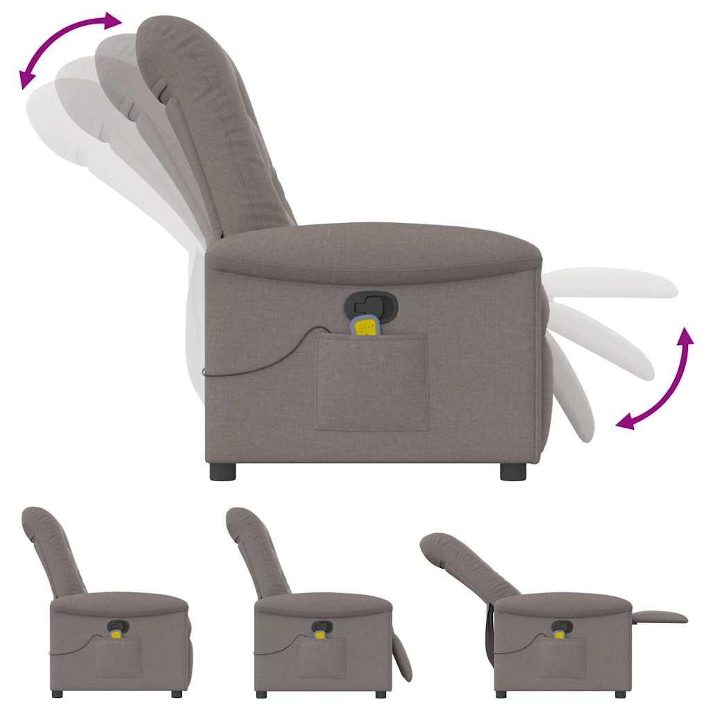 Fotoliu de masaj rabatabil, gri taupe, material textil GartenMobel Dekor
