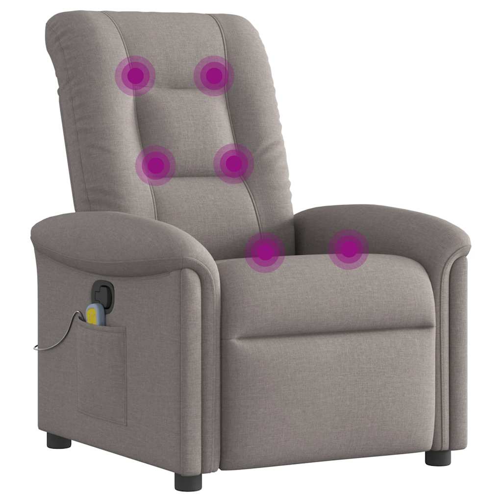 Fotoliu de masaj rabatabil, gri taupe, material textil GartenMobel Dekor