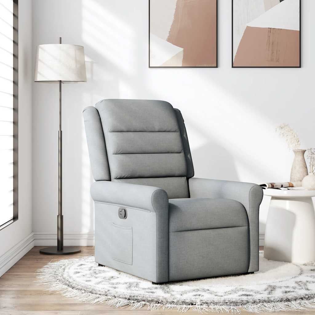 Fotoliu rabatabil, gri deschis, material textil GartenMobel Dekor