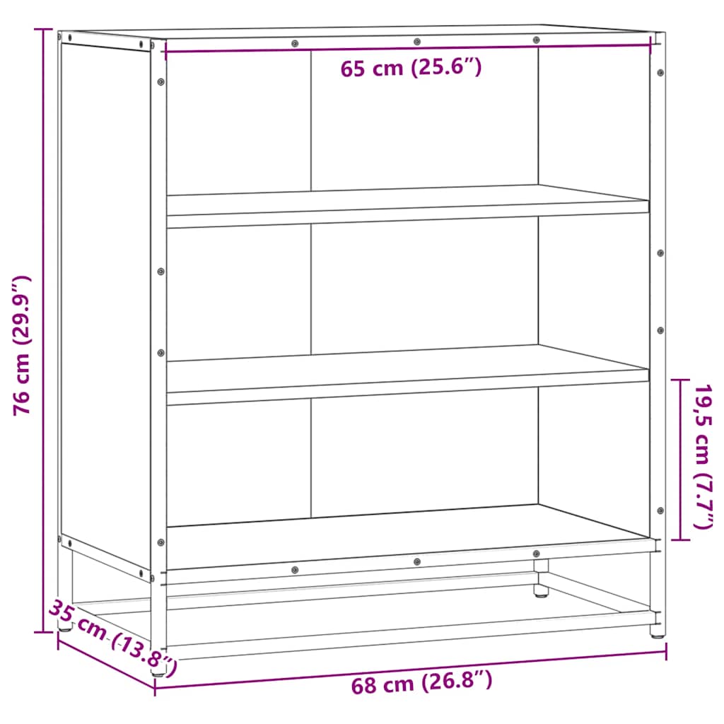 Dulap, gri sonoma, 68x35x76 cm, lemn prelucrat și metal GartenMobel Dekor