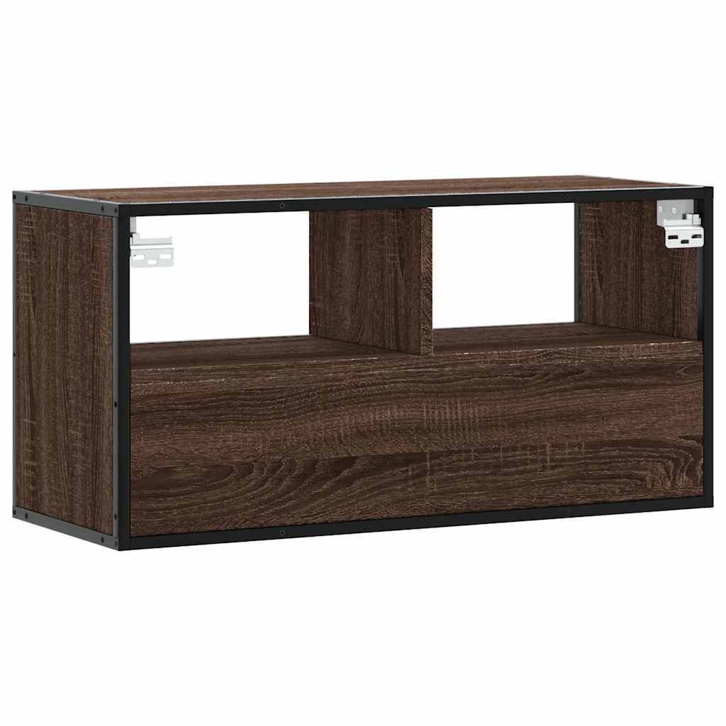 Dulap TV, stejar maro, 80x31x39,5 cm, lemn prelucrat și metal GartenMobel Dekor