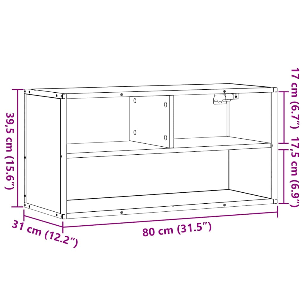 Dulap TV, stejar maro, 80x31x39,5 cm, lemn prelucrat și metal GartenMobel Dekor