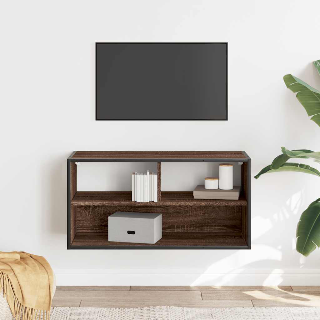 Dulap TV, stejar maro, 80x31x39,5 cm, lemn prelucrat și metal GartenMobel Dekor