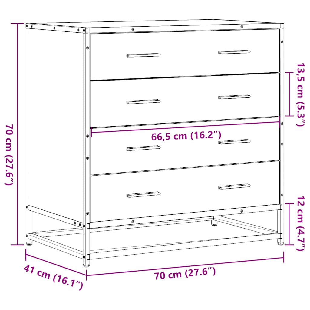 Dulap cu sertar, stejar maro, 70x41x70 cm, lemn prelucrat GartenMobel Dekor