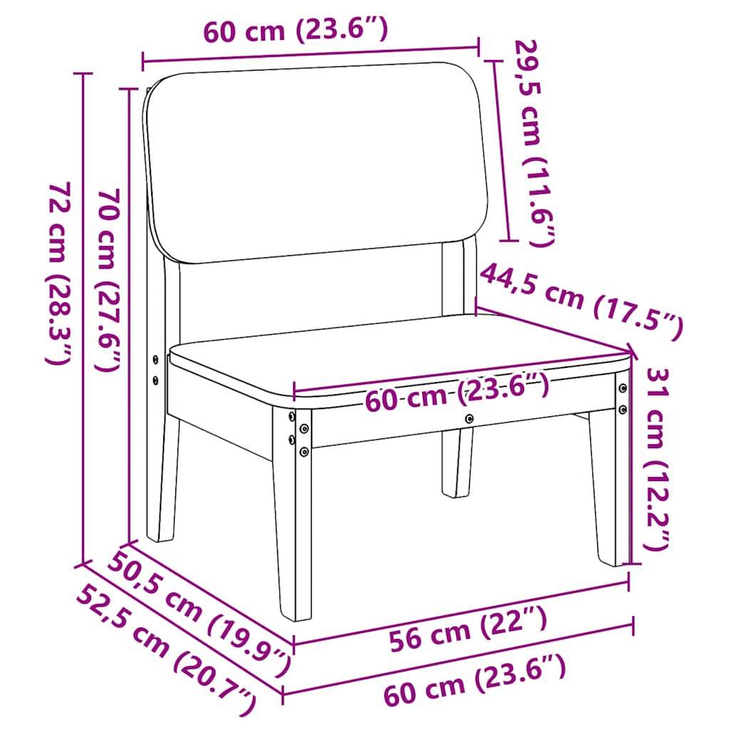 Scaune de grădină, 2 buc., alb, 60x52,5x72 cm, lemn masiv pin GartenMobel Dekor