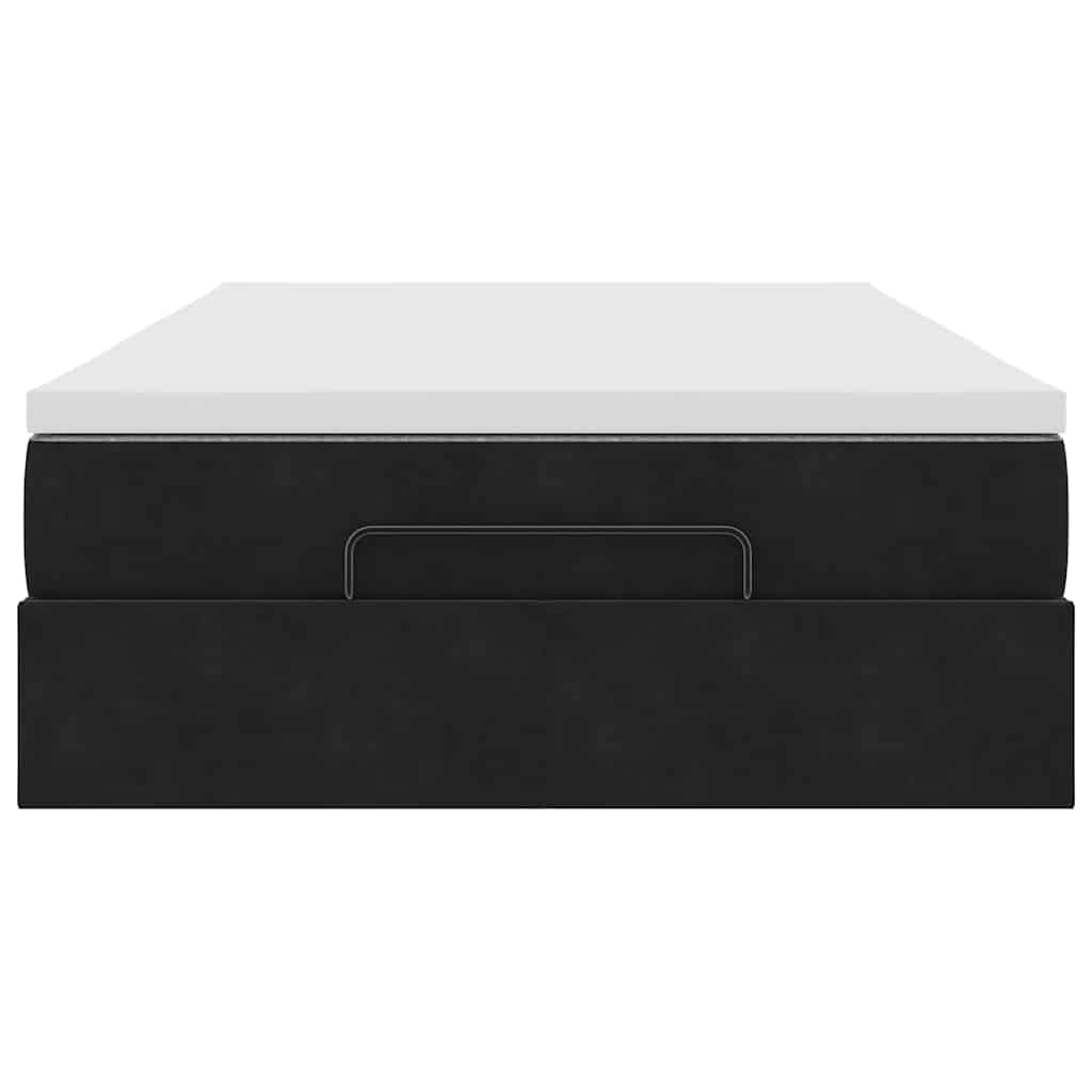 Cadru pat otoman cu saltea, catifea neagră 120x200 cm GartenMobel Dekor