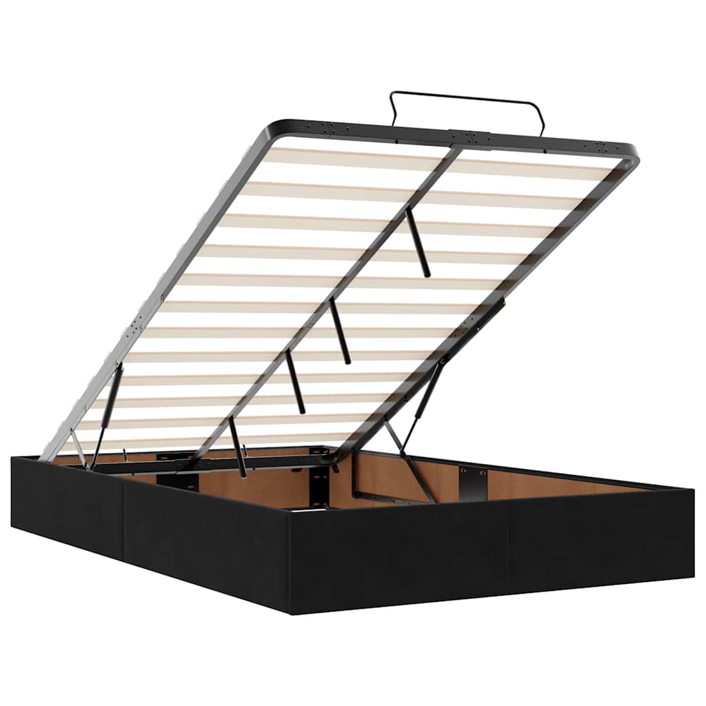 Cadru pat otoman cu saltea, catifea neagră 120x200 cm GartenMobel Dekor
