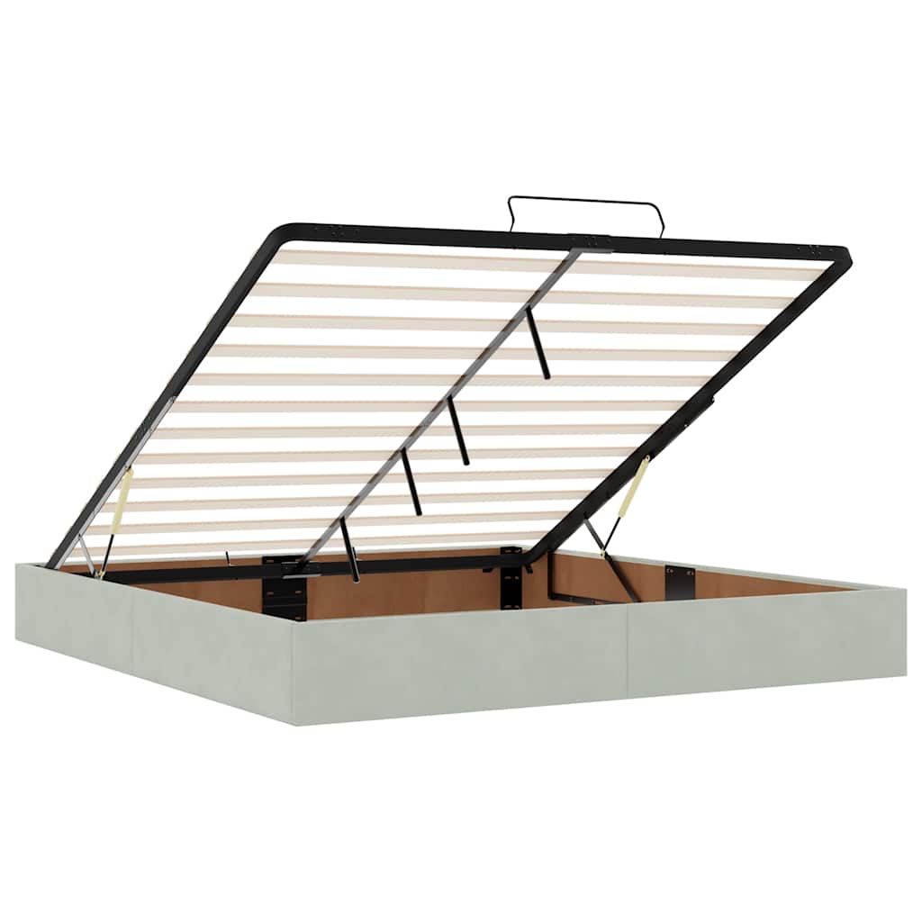Cadru pat otoman fără saltea Gri deschis 180x200 cm catifea GartenMobel Dekor