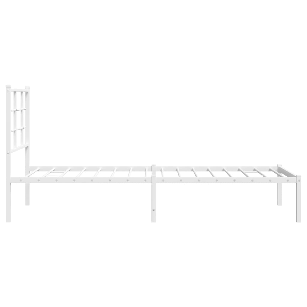 Cadru de pat metalic fără saltea, cu tăblie, alb, 75x190 cm GartenMobel Dekor