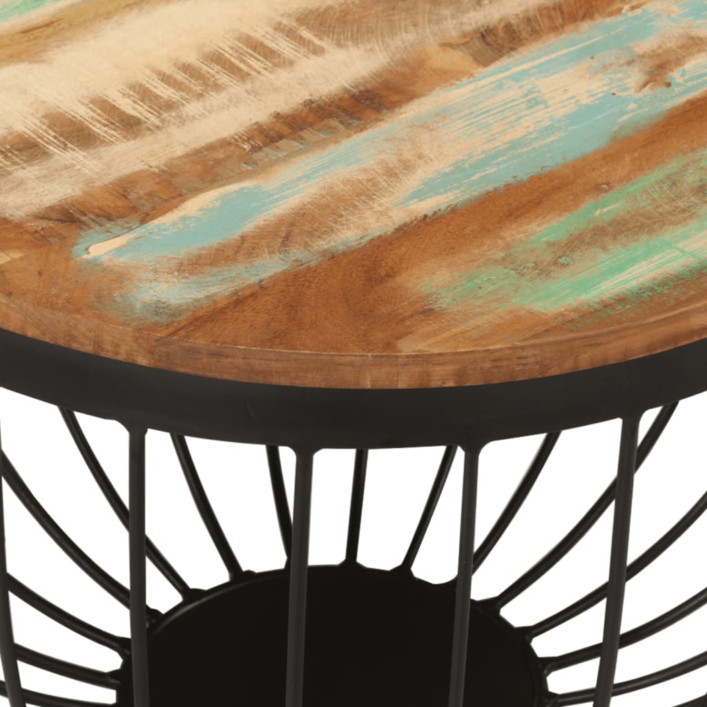 Măsuță de cafea Ø50x35 cm, lemn masiv recuperat și oțel GartenMobel Dekor