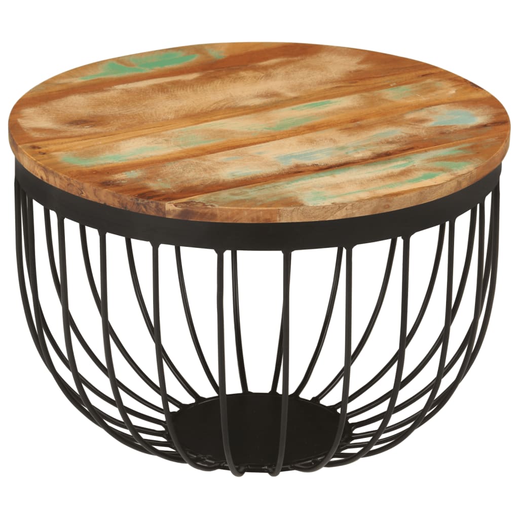 Măsuță de cafea Ø50x35 cm, lemn masiv recuperat și oțel GartenMobel Dekor