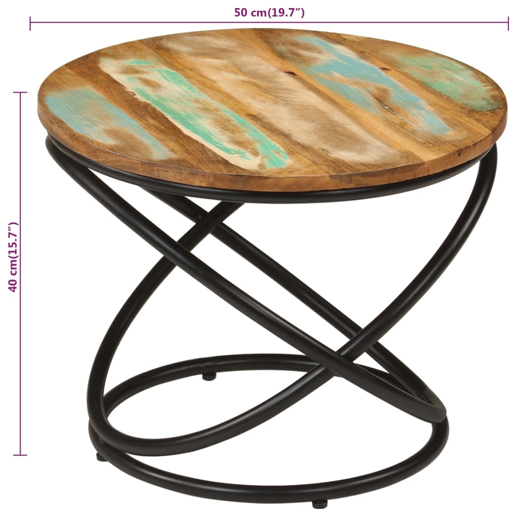 Măsuță de cafea Ø50x40 cm, lemn masiv reciclat și oțel GartenMobel Dekor