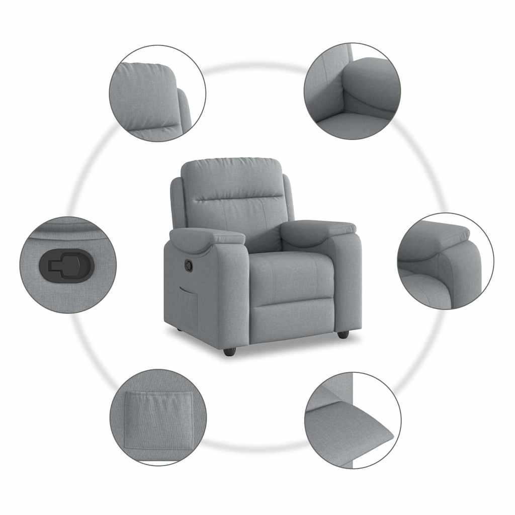 Fotoliu rabatabil, gri deschis, material textil GartenMobel Dekor