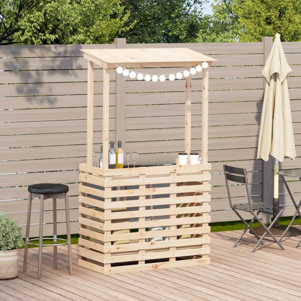 Masă bar de exterior cu acoperiș, 112,5x57x195,5 cm, lemn masiv GartenMobel Dekor