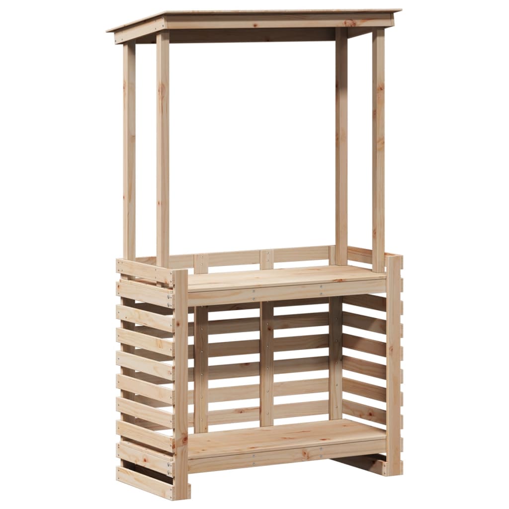 Masă bar de exterior cu acoperiș, 112,5x57x195,5 cm, lemn masiv GartenMobel Dekor