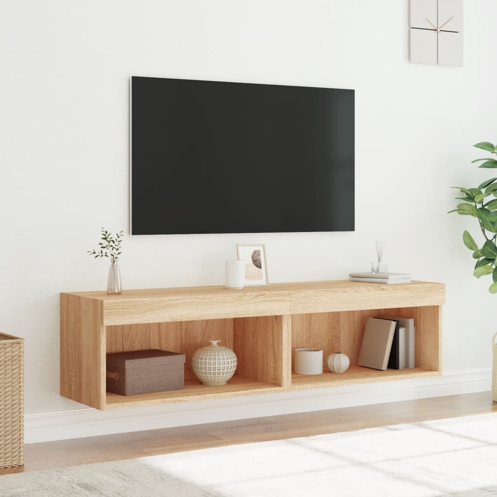 Comode TV cu lumini LED, 2 buc., stejar sonoma, 60x30x30 cm GartenMobel Dekor