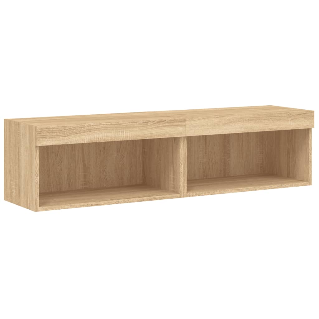 Comode TV cu lumini LED, 2 buc., stejar sonoma, 60x30x30 cm GartenMobel Dekor
