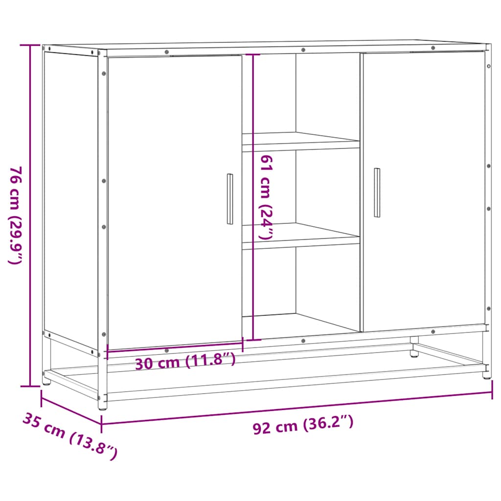 Dulap, stejar maro, 92x35x76 cm, lemn prelucrat GartenMobel Dekor