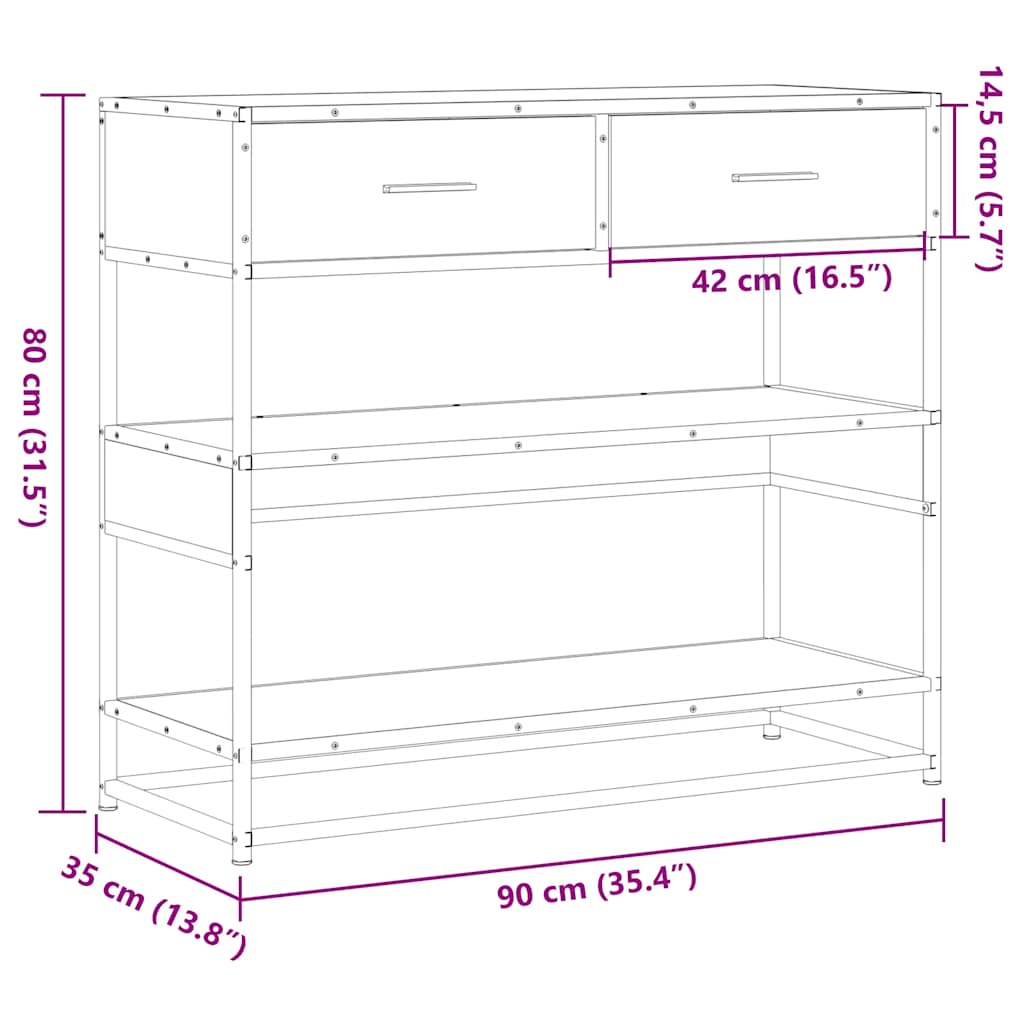 Măsuță consolă, negru, 90x35x80 cm, lemn prelucrat GartenMobel Dekor