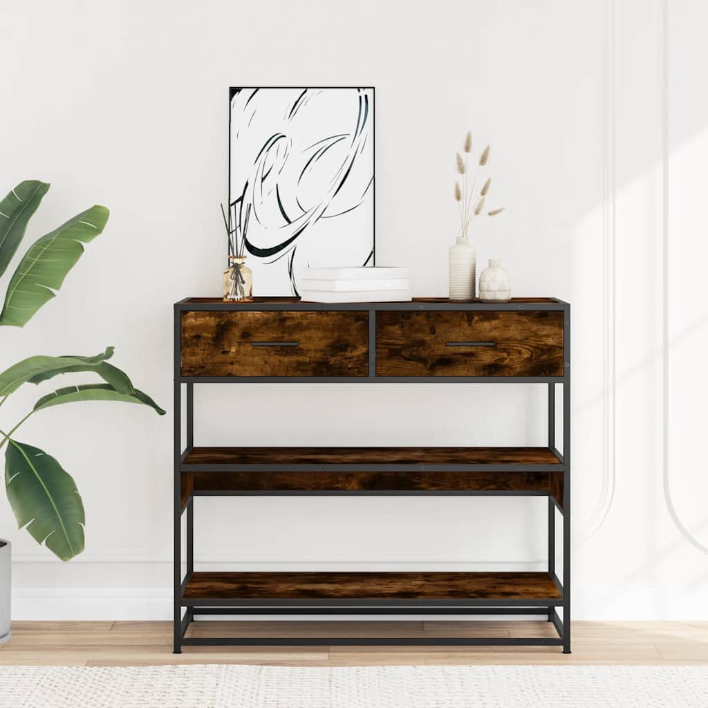 Măsuță consolă, stejar fumuriu, 90x35x80 cm, lemn prelucrat GartenMobel Dekor