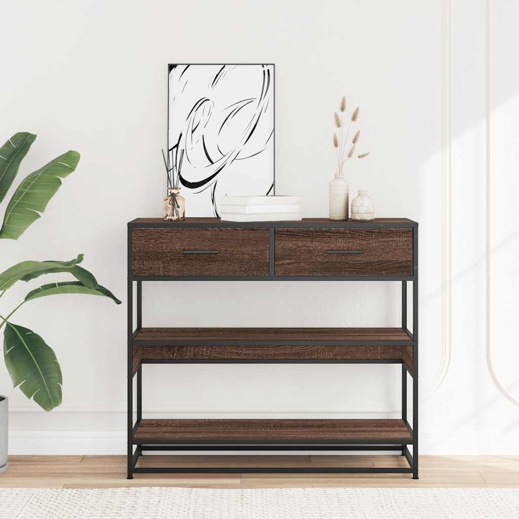 Măsuță consolă, stejar maro, 90x35x80 cm, lemn prelucrat GartenMobel Dekor