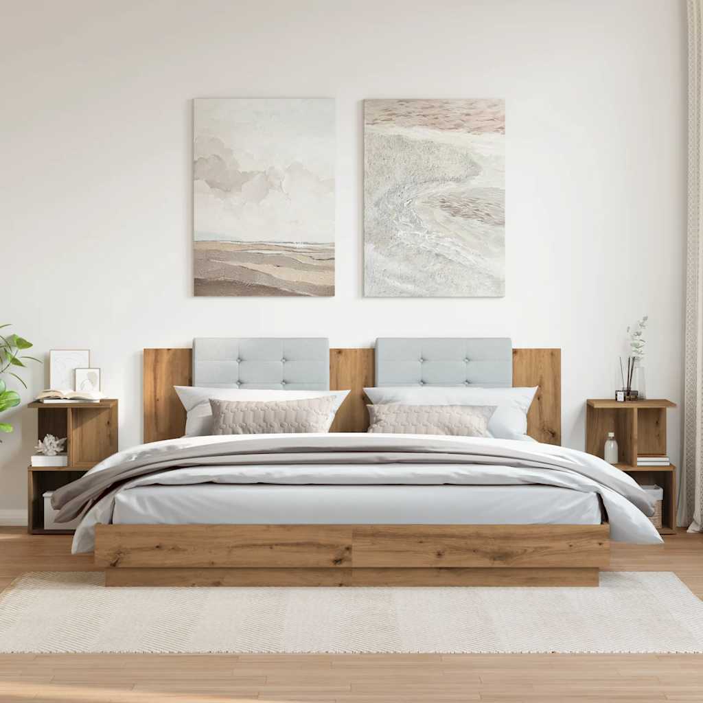 Noptiere, 2 buc., stejar artizanal, 35x35x55 cm, lemn prelucrat GartenMobel Dekor