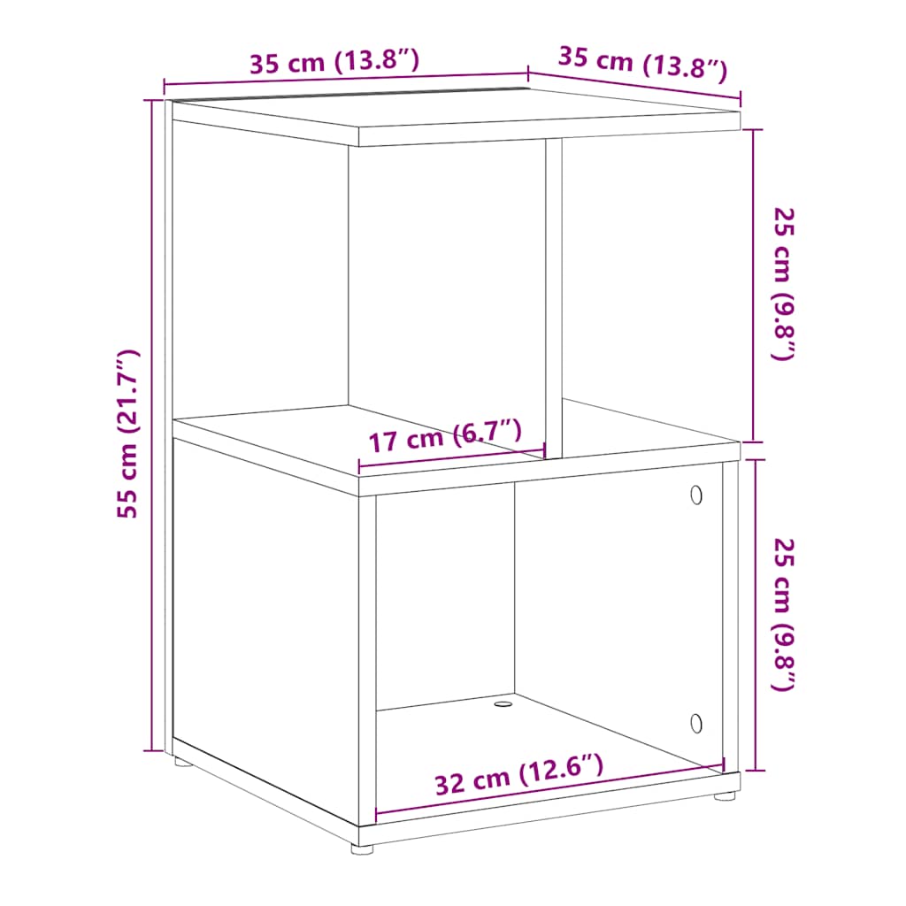 Noptiere, 2 buc., stejar artizanal, 35x35x55 cm, lemn prelucrat GartenMobel Dekor