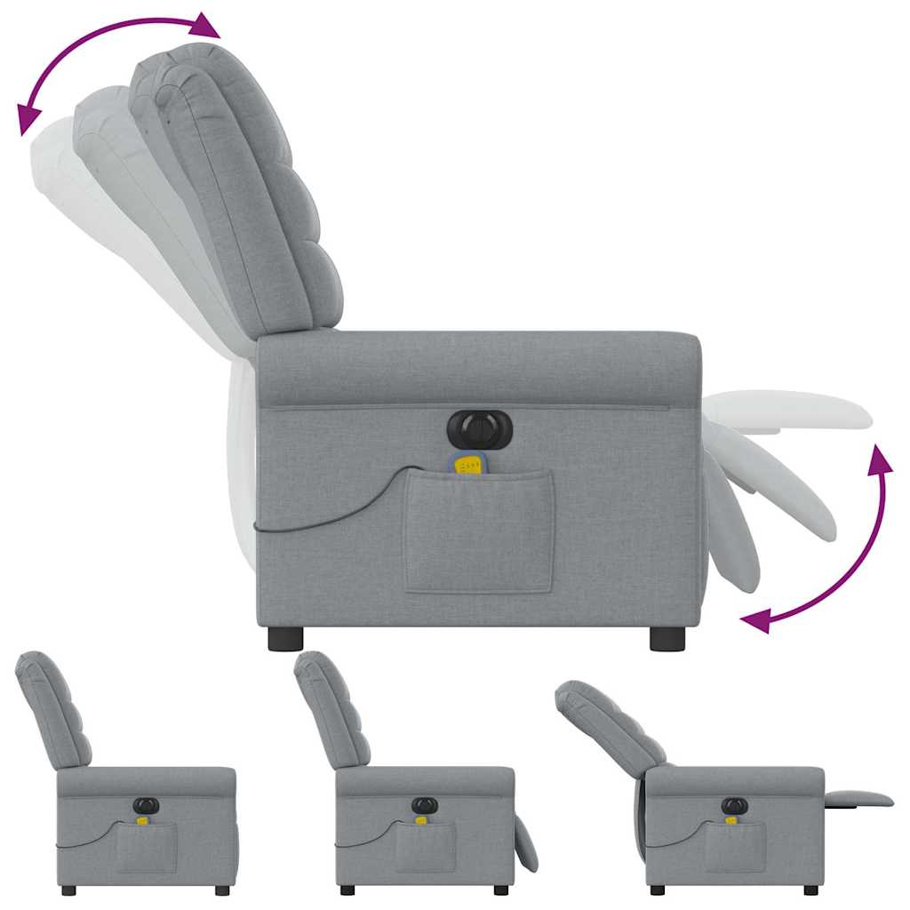 Fotoliu electric de masaj rabatabil, gri deschis, microfibră GartenMobel Dekor