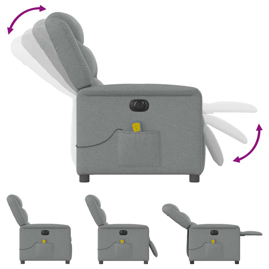 Fotoliu electric de masaj rabatabil, gri deschis, microfibră GartenMobel Dekor
