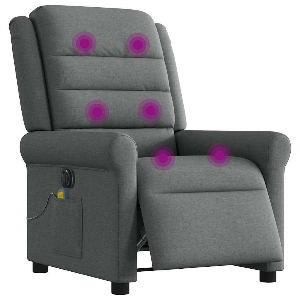 Fotoliu electric de masaj rabatabil, gri închis, textil GartenMobel Dekor