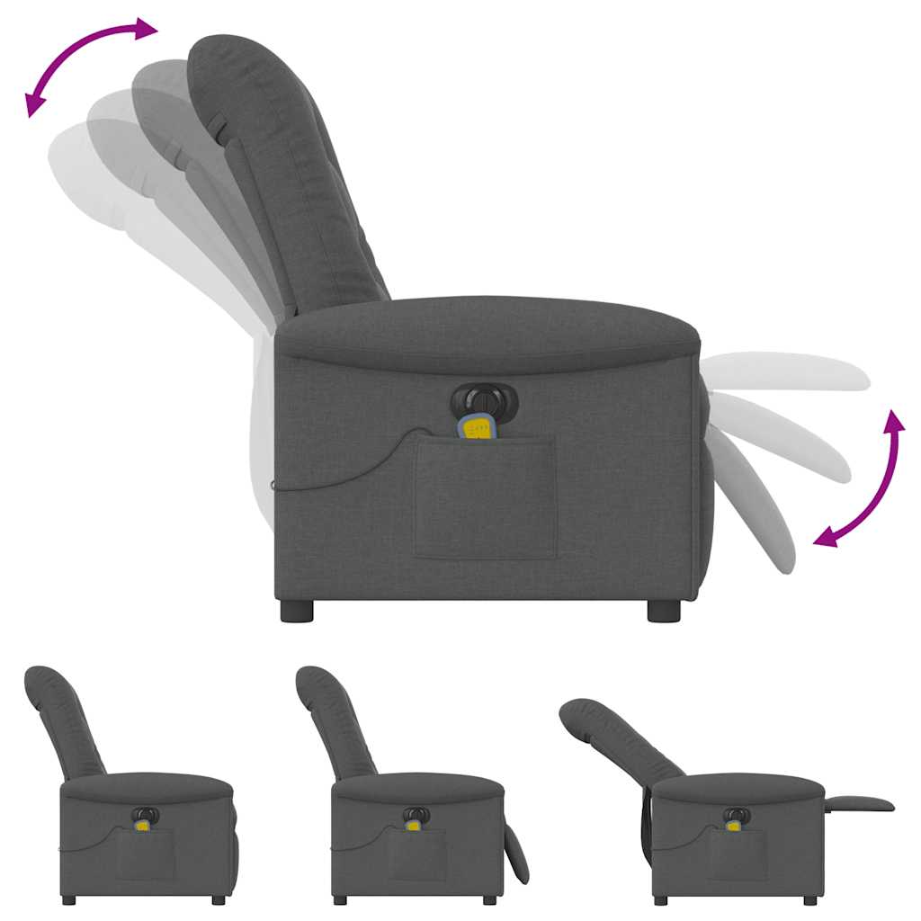 Fotoliu electric de masaj rabatabil, gri închis, textil GartenMobel Dekor