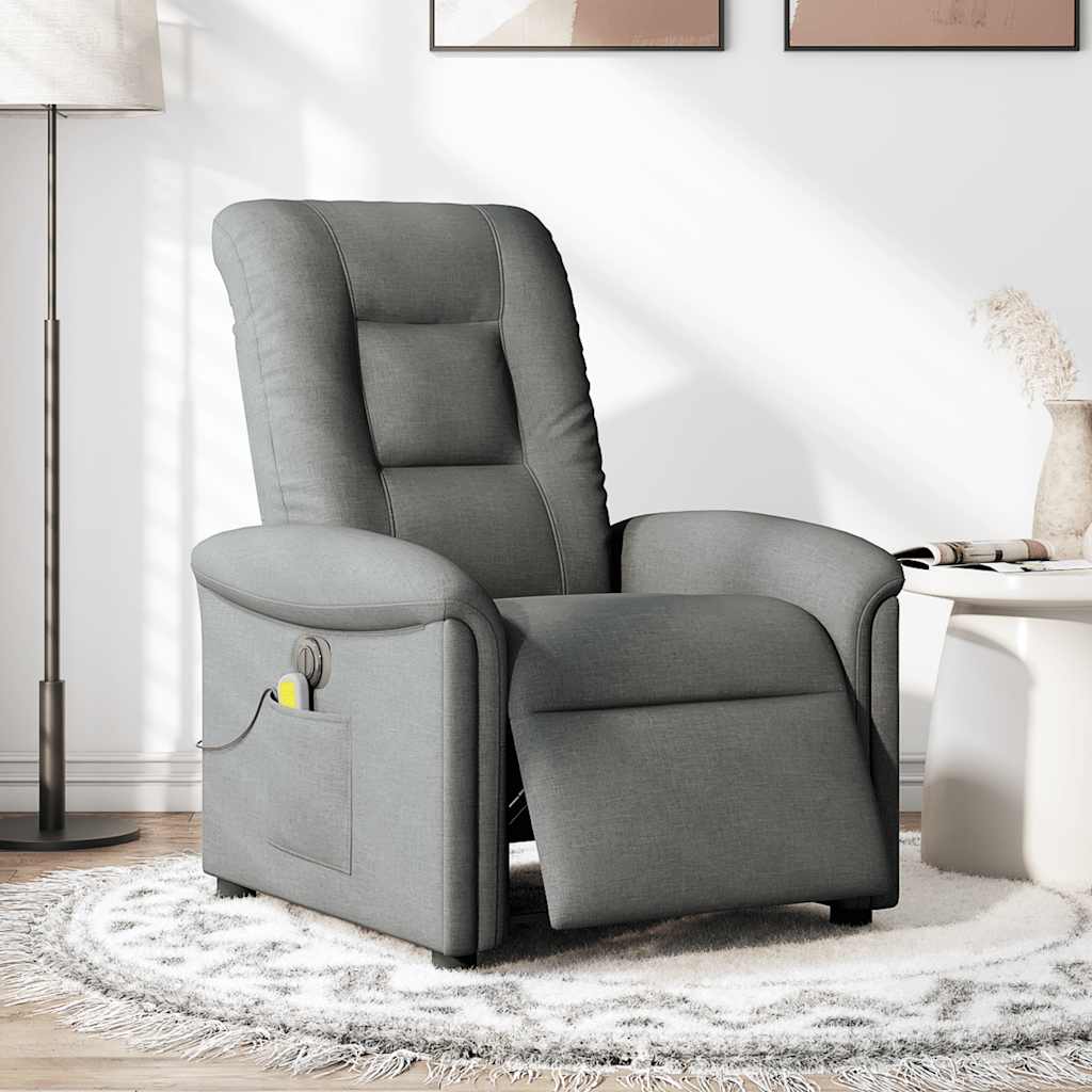 Fotoliu electric de masaj rabatabil, gri închis, textil GartenMobel Dekor