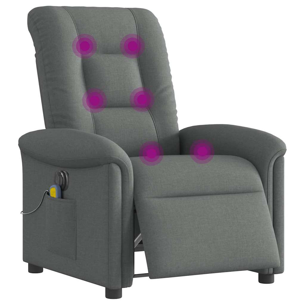 Fotoliu electric de masaj rabatabil, gri închis, textil GartenMobel Dekor