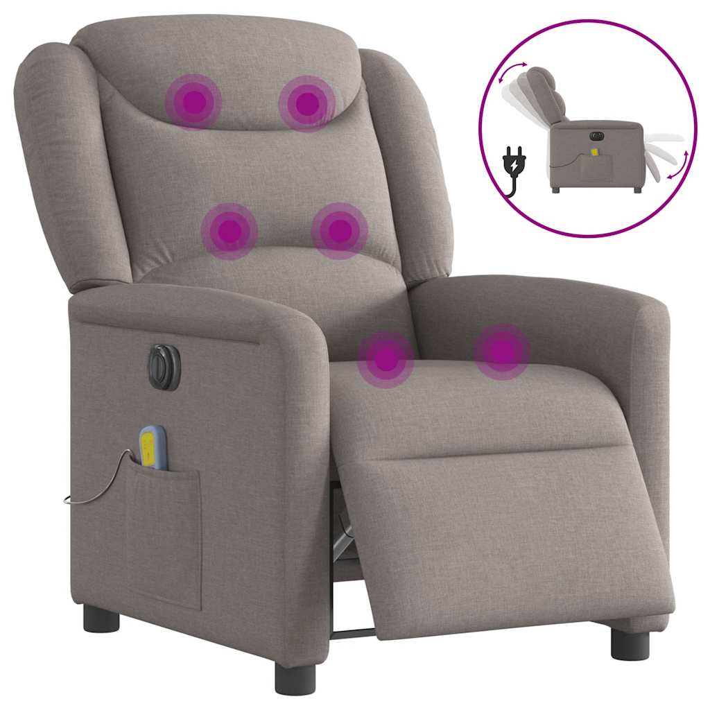 Fotoliu electric de masaj rabatabil, gri taupe, textil GartenMobel Dekor