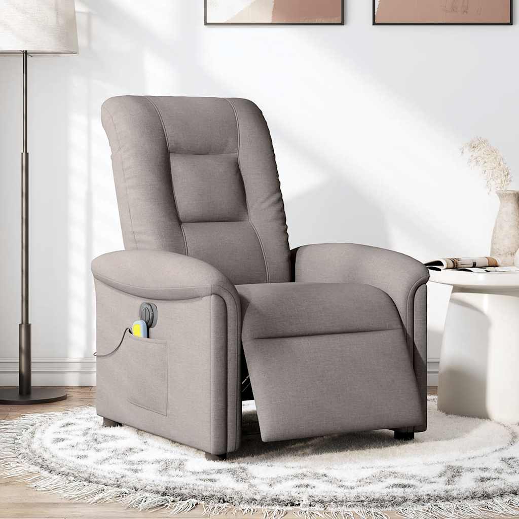 Fotoliu electric de masaj rabatabil, gri taupe, textil GartenMobel Dekor