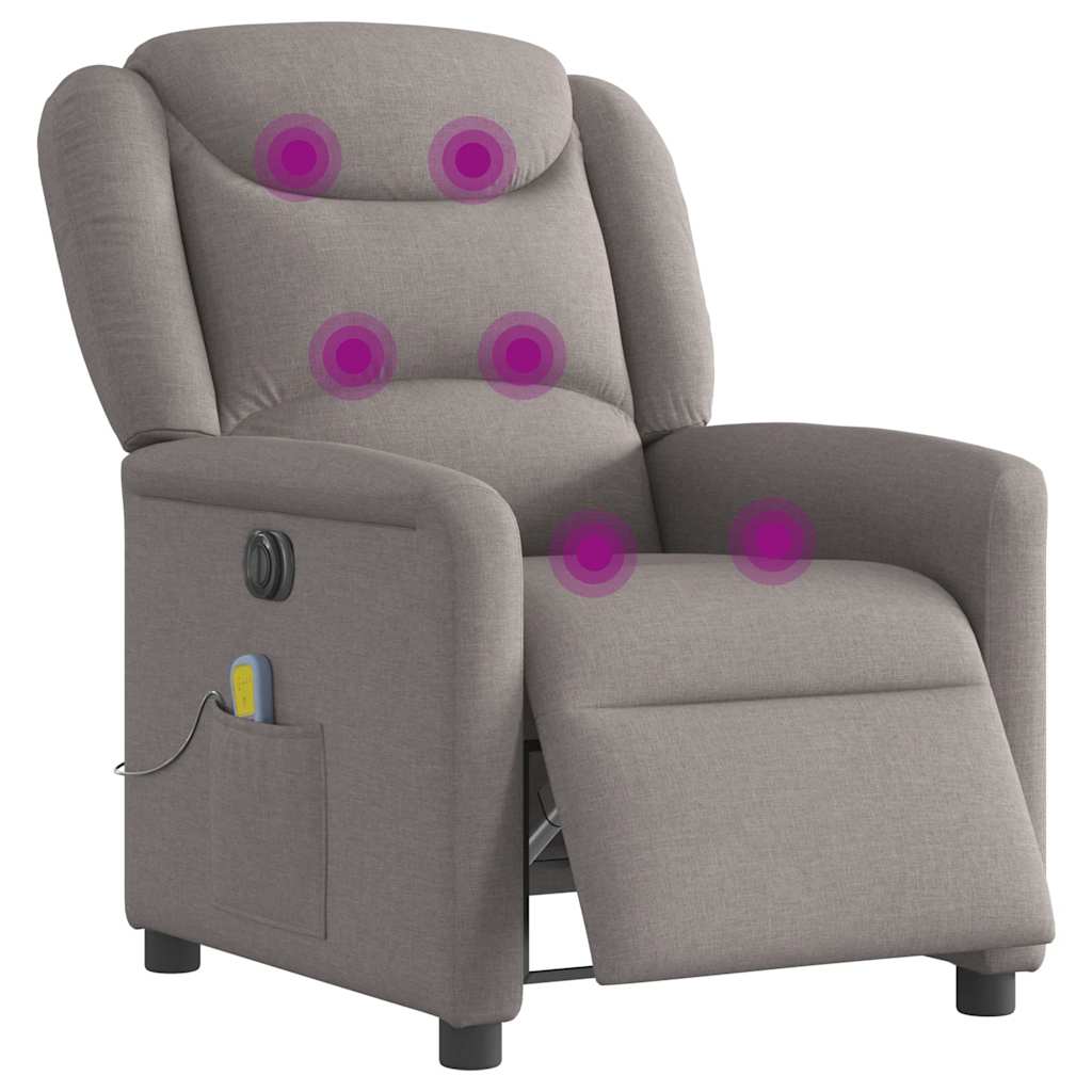 Fotoliu electric de masaj rabatabil, gri taupe, textil GartenMobel Dekor