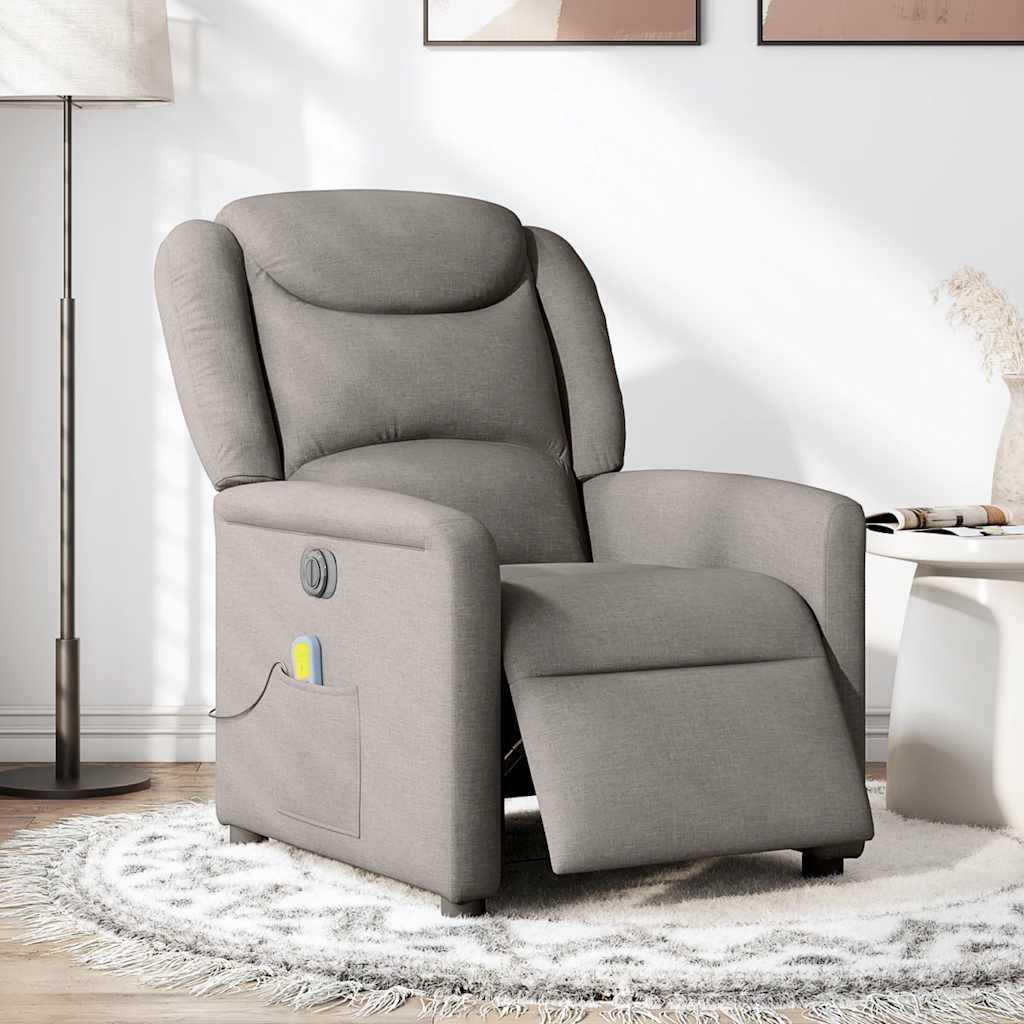 Fotoliu electric de masaj rabatabil, gri taupe, textil GartenMobel Dekor