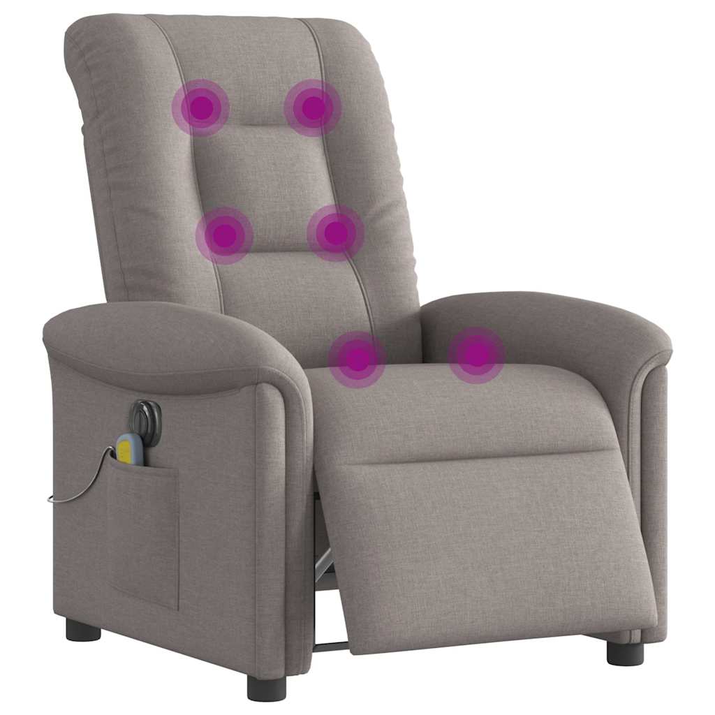 Fotoliu electric de masaj rabatabil, gri taupe, textil GartenMobel Dekor