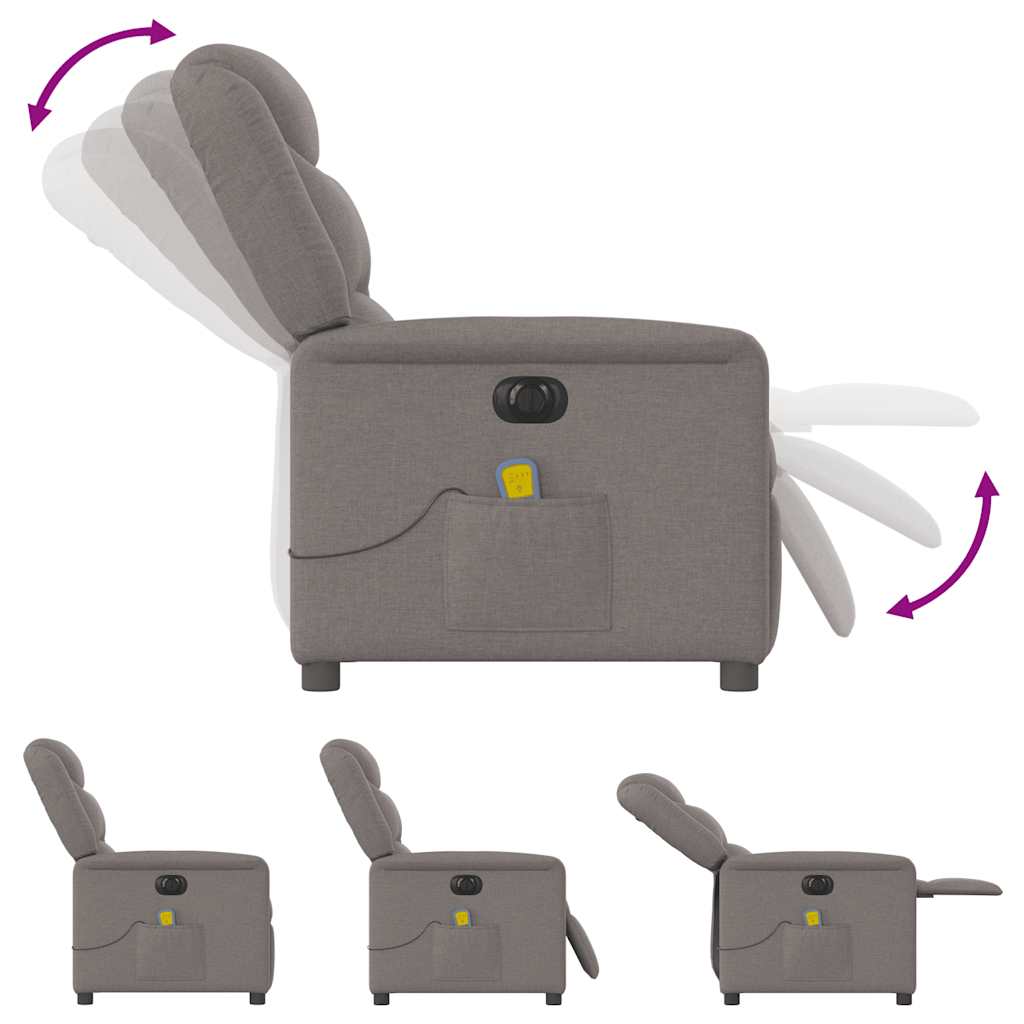 Fotoliu electric de masaj rabatabil, gri taupe, textil GartenMobel Dekor