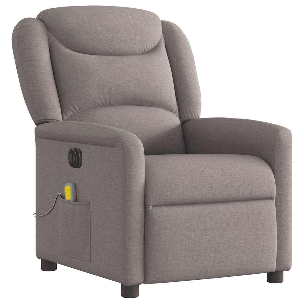 Fotoliu electric de masaj rabatabil, gri taupe, textil GartenMobel Dekor
