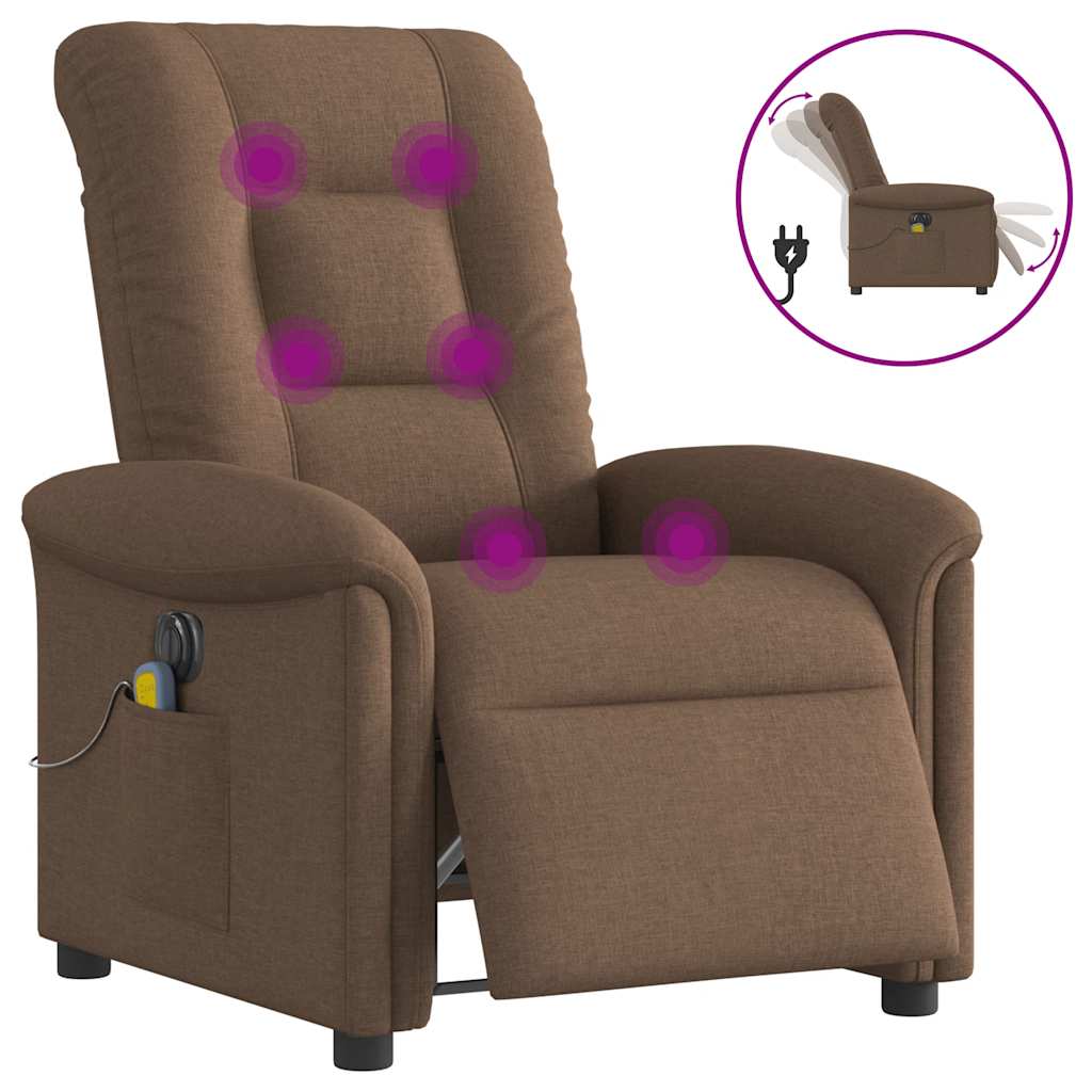 Fotoliu electric de masaj rabatabil, maro, textil GartenMobel Dekor