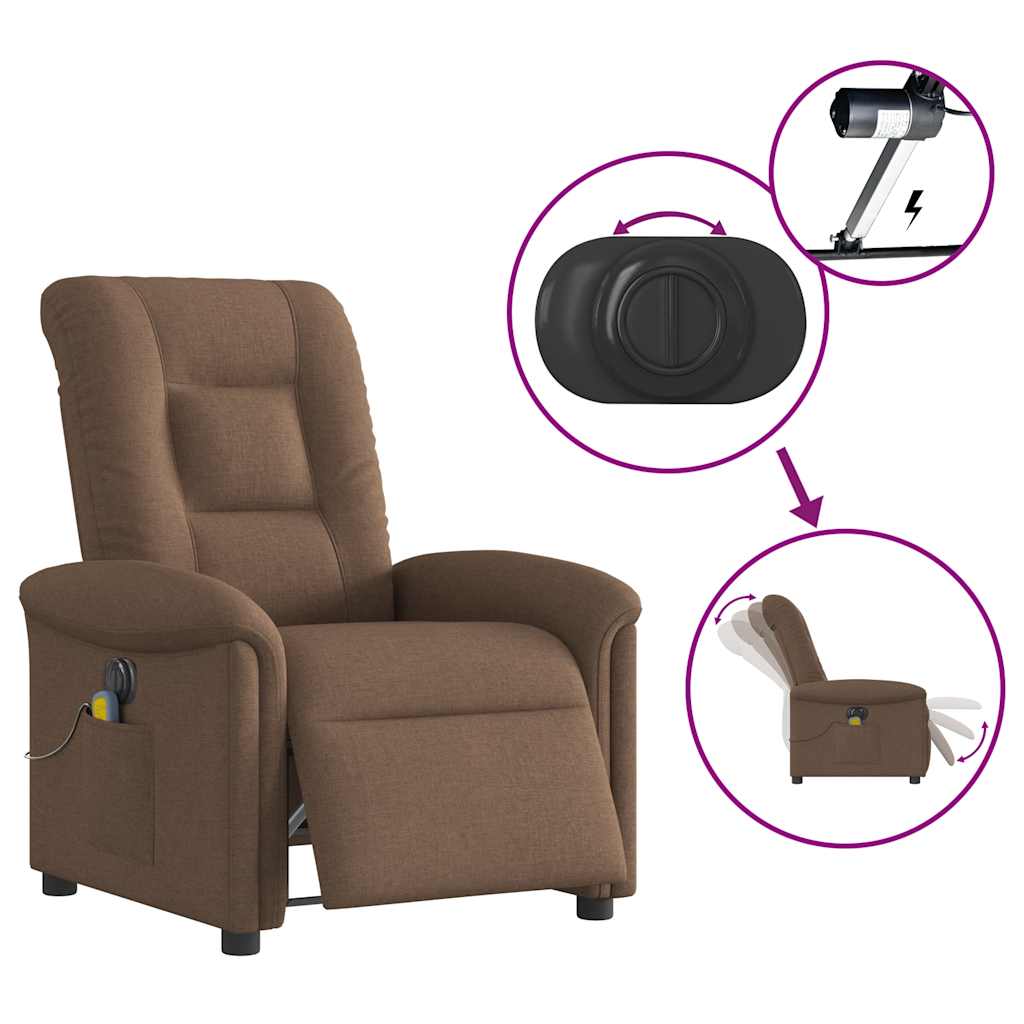 Fotoliu electric de masaj rabatabil, maro, textil GartenMobel Dekor